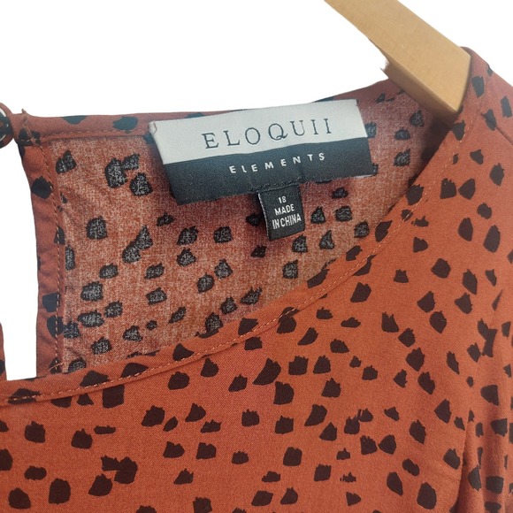 ElOQUII ELEMENTS orange and black long sleeve‎ blouse - Picture 4 of 4